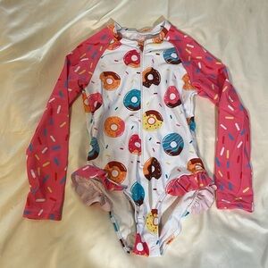SHEIN Kids Doughnut Print Rashguard in White / Pink Size 7Y NWOT